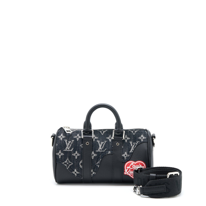 LOUIS VUITTON KEEPALL XS DENIM BLACK/LEATHER SHW