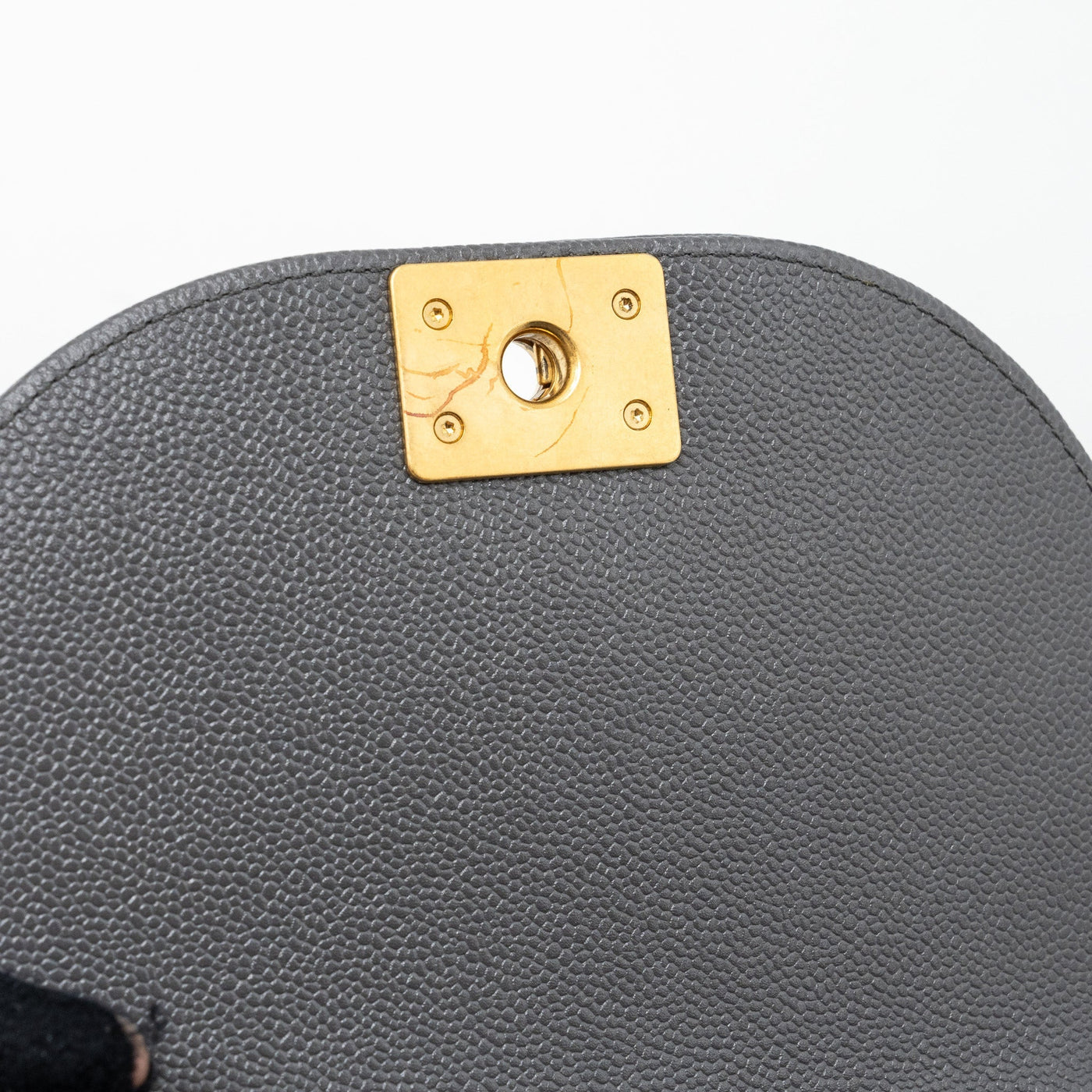 CHANEL 22A ROUND BOY MESSENGER BAG CAVIAR GREY GHW(MICROCHIP)