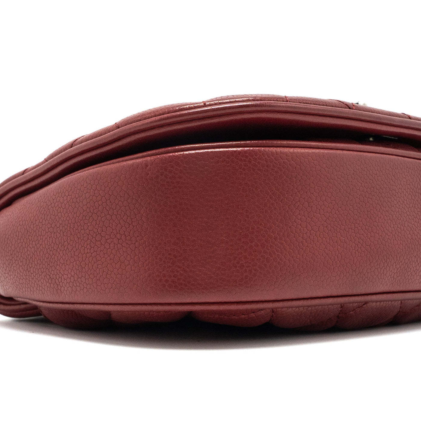 CHANEL ROUND CROSSBODY MESSENGER BAG CAVIAR RED BRUSHED GOLD/RUTHENIUM SILVER HARDWARE