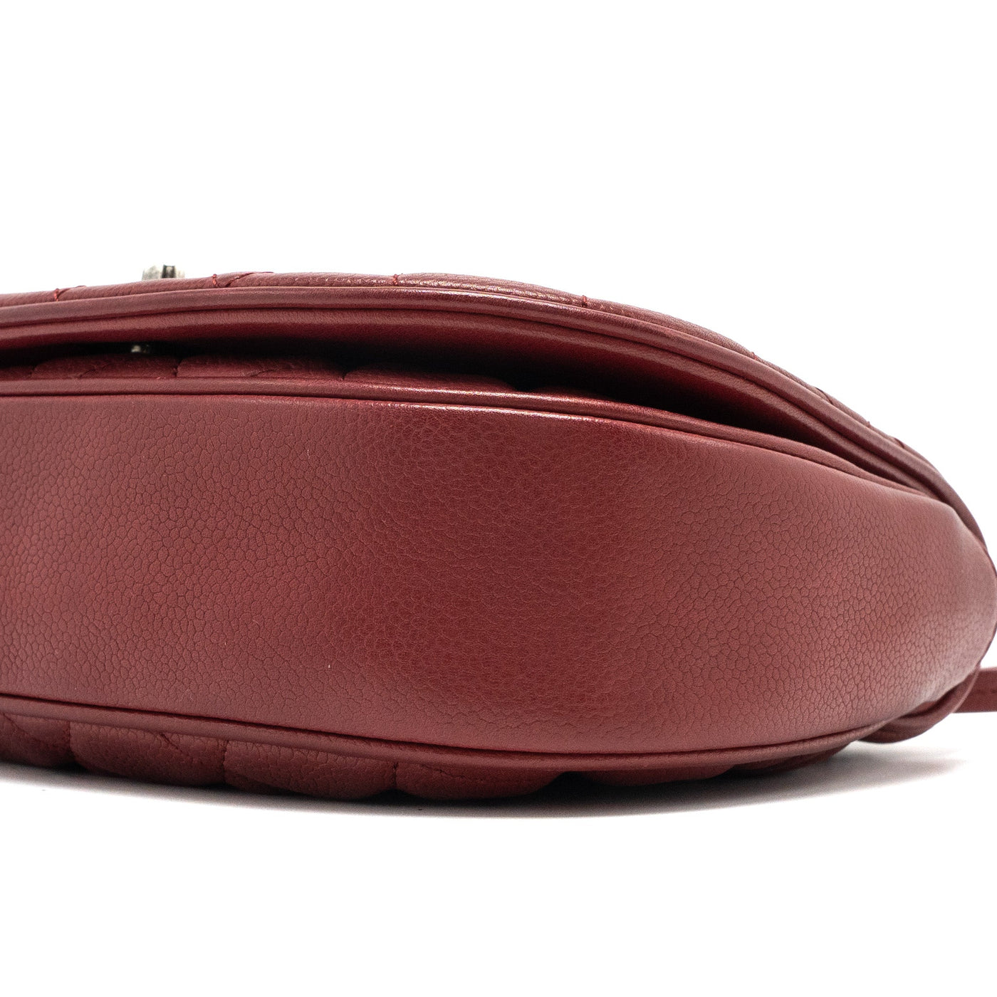 CHANEL ROUND CROSSBODY MESSENGER BAG CAVIAR RED BRUSHED GOLD/RUTHENIUM SILVER HARDWARE
