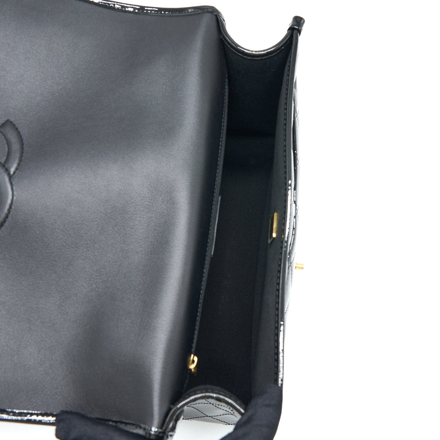 CHANEL 22K LARGE BACKPACK PATENT BLACK BRUSHED GHW (MICROCHIP)