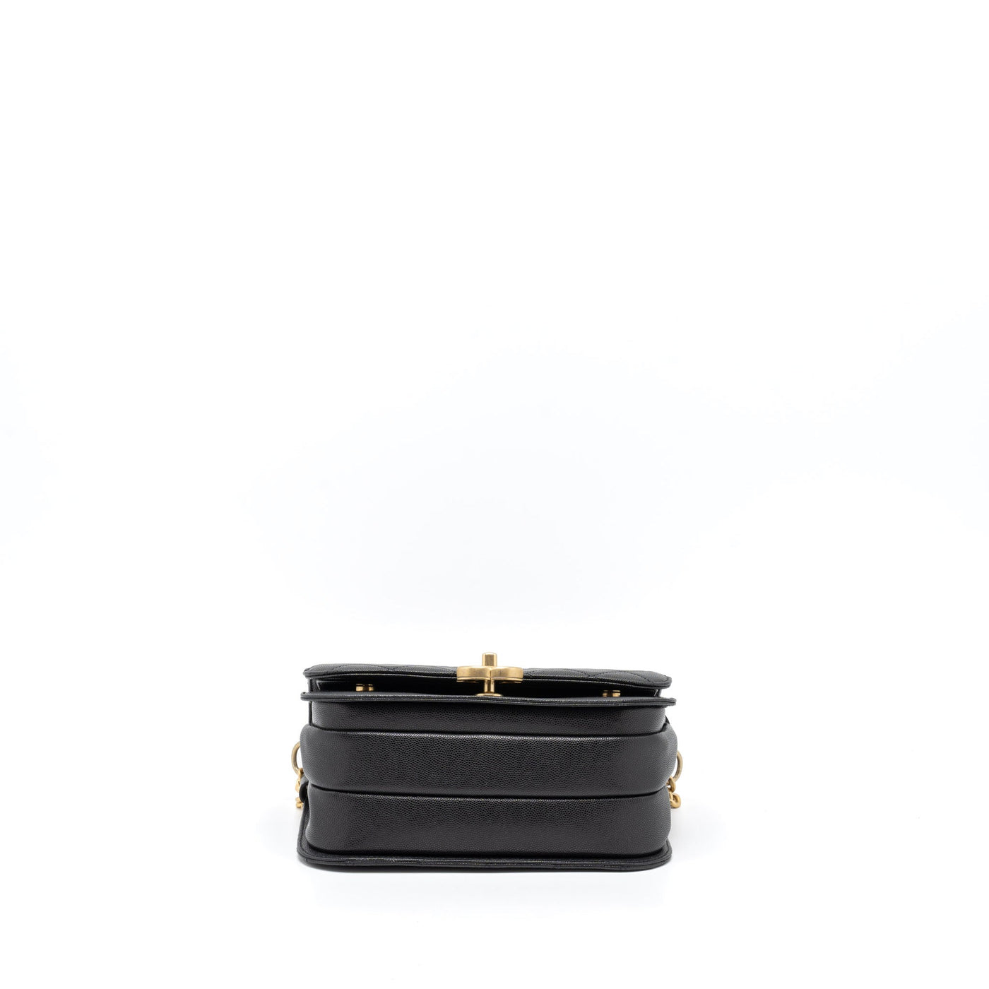 CHANEL MESSENGER BAG CAVIAR BLACK BRUSHED GHW (MICROCHIP)