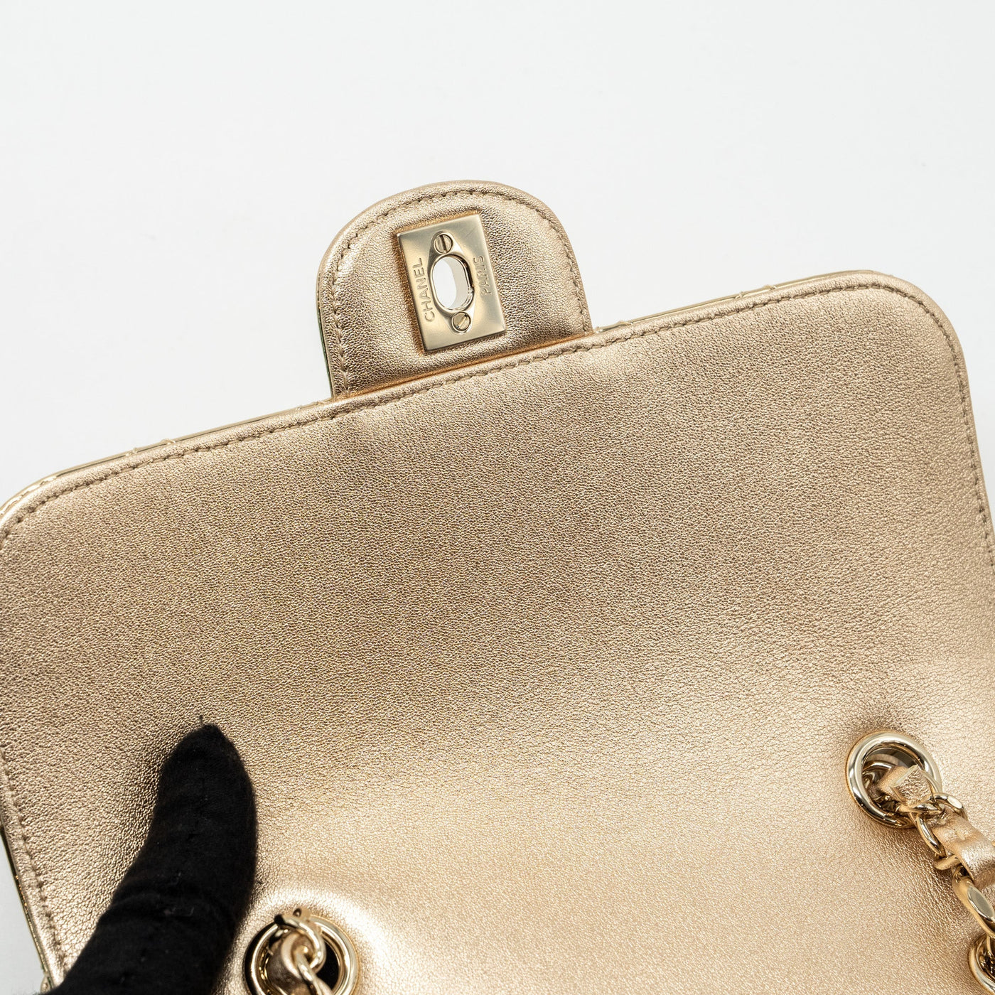 CHANEL 24C BACKPACK WITH STAR PATENT GOLD LGHW (MICROCHIP)
