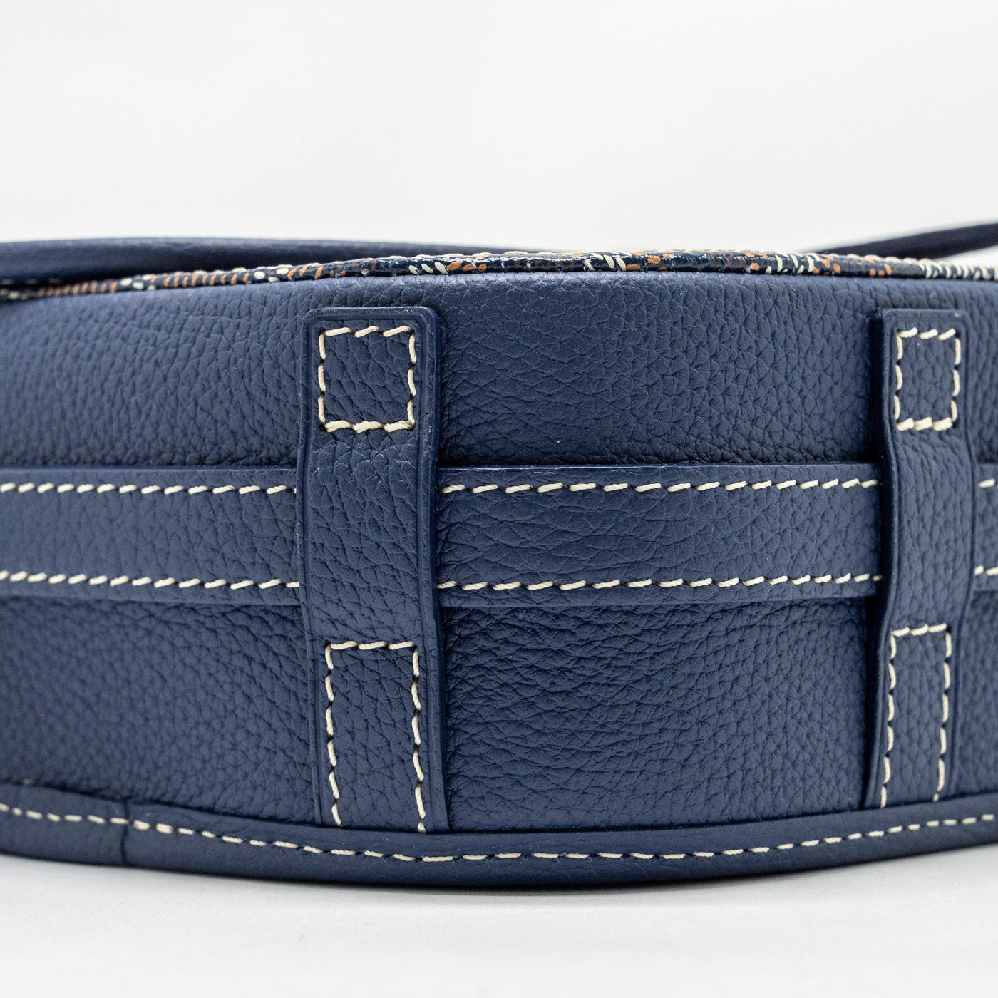 GOYARD BELVEDERE PM MESSENGER BAG GOYARDINE CANVAS/CALFSKIN NAVY SHW