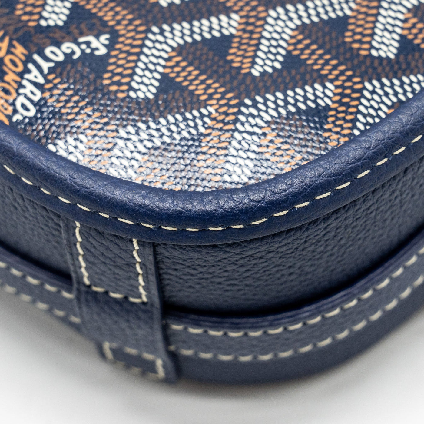 GOYARD BELVEDERE PM MESSENGER BAG GOYARDINE CANVAS/CALFSKIN NAVY SHW