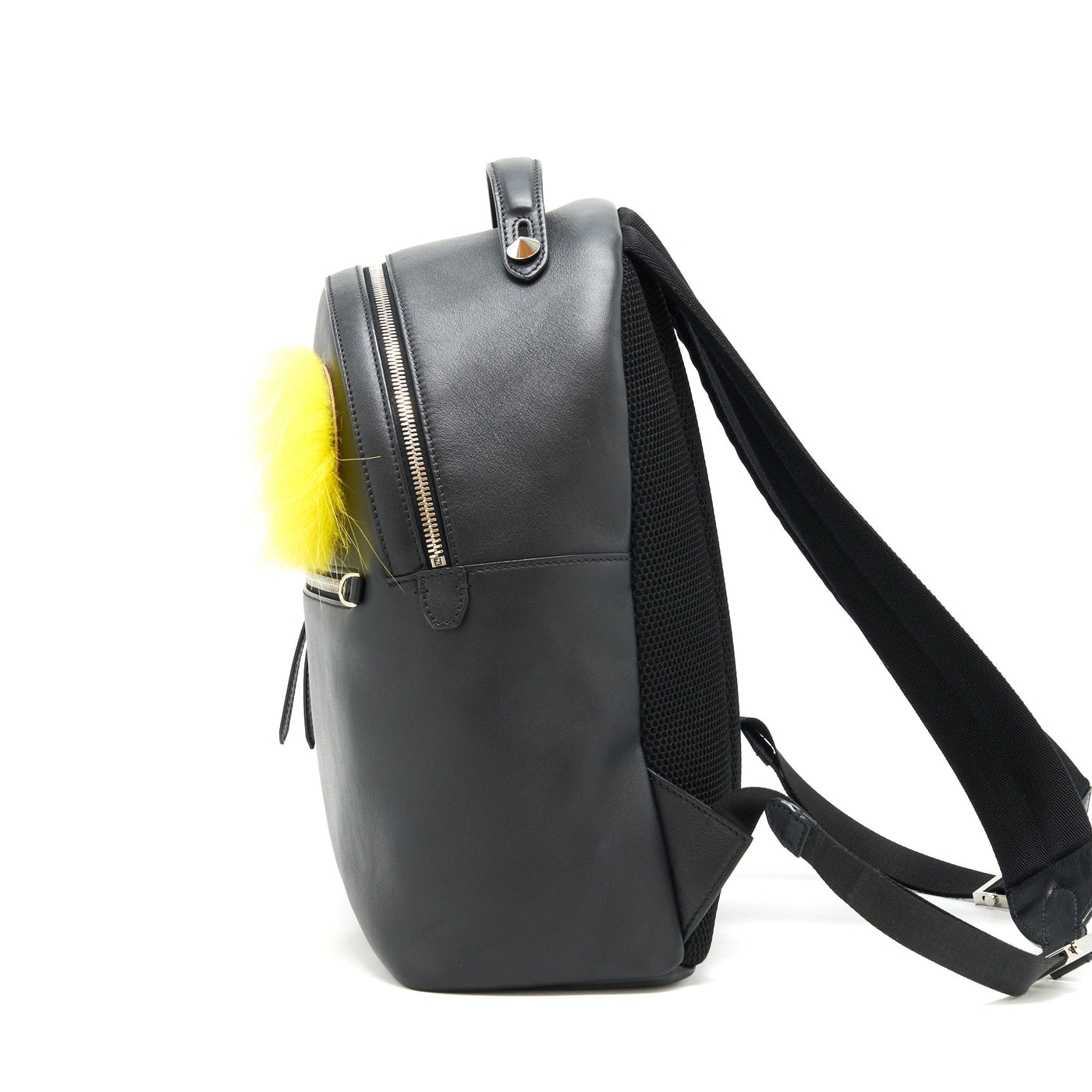 FENDI MONSTER BACKPACK BLACK/YELLOW FUR