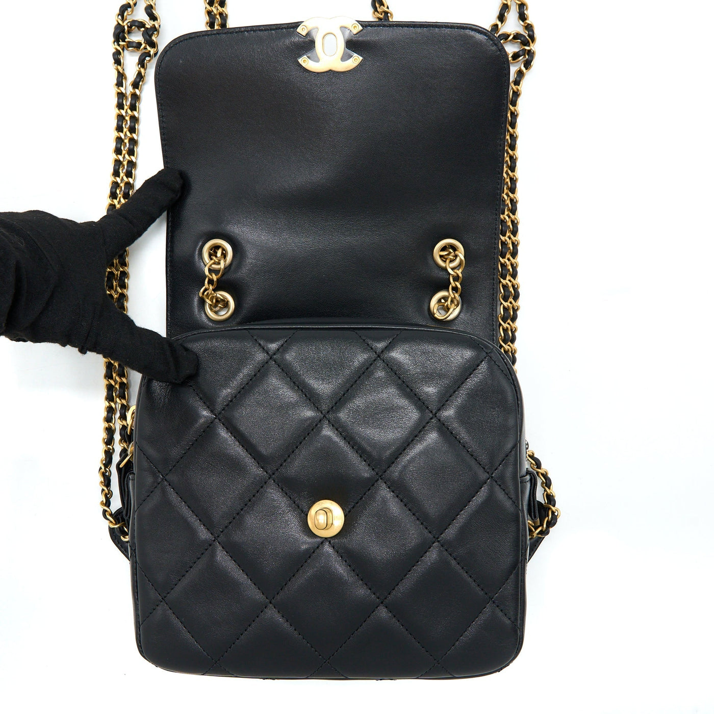 CHANEL 23P ADO BACKPACK LAMBSKIN BLACK GHW (MICROCHIP)