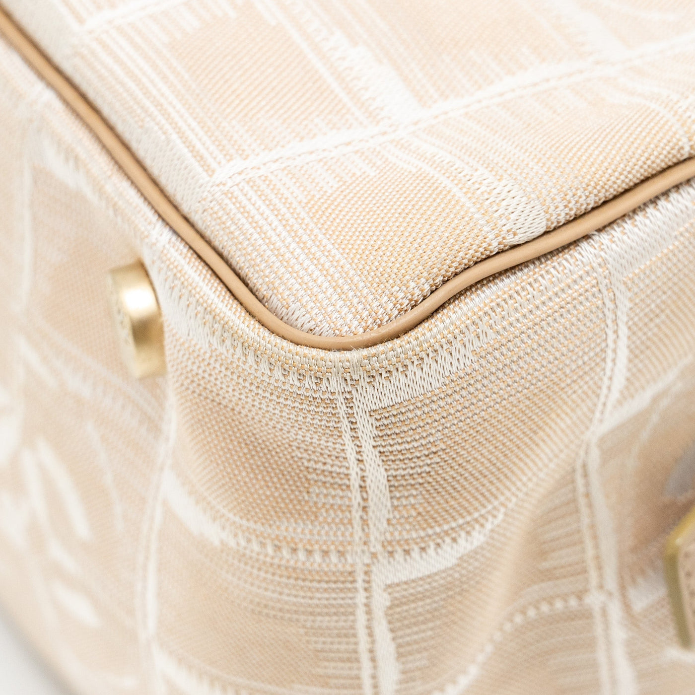 CHANEL VINTAGE TRAVEL LINE BOWLER BAG CANVAS/LEATHER BEIGE GHW