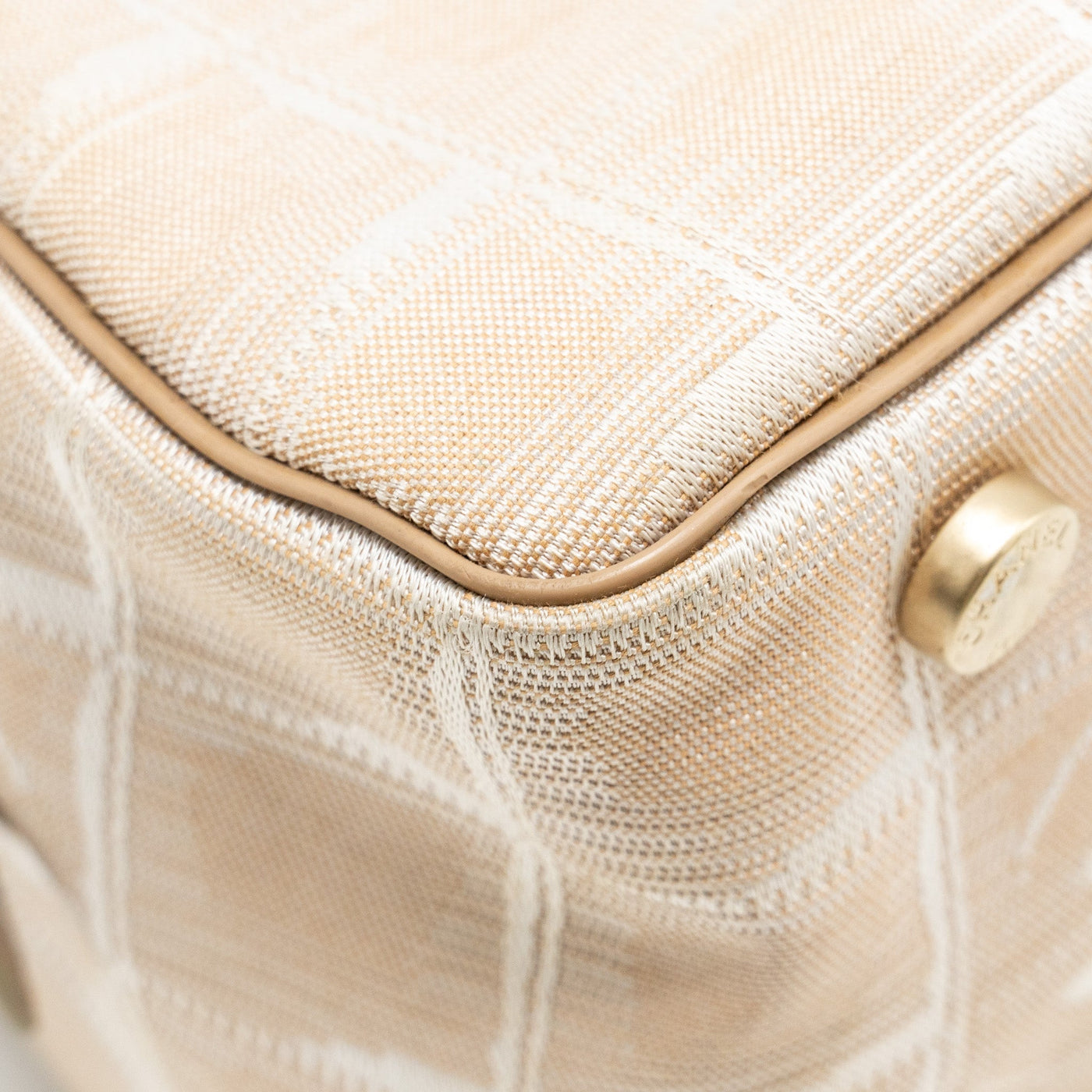 CHANEL VINTAGE TRAVEL LINE BOWLER BAG CANVAS/LEATHER BEIGE GHW