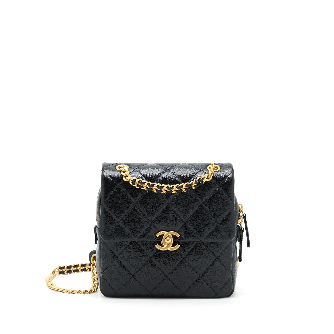 CHANEL 22P FLAP BACKPACK CAVIAR BLACK GHW