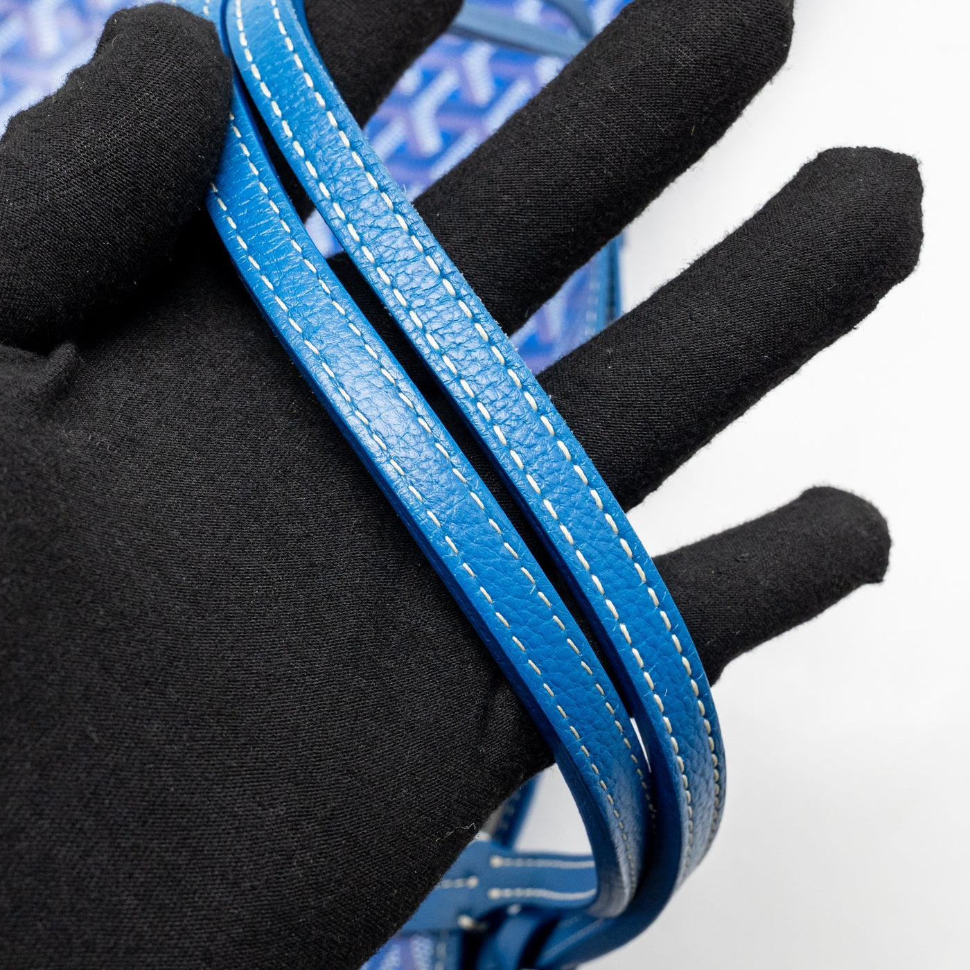GOYARD SAINT LOUIS GM TOTE BAG GOYARDINE CANVAS/CALFSKIN LEATHER BLUE SHW
