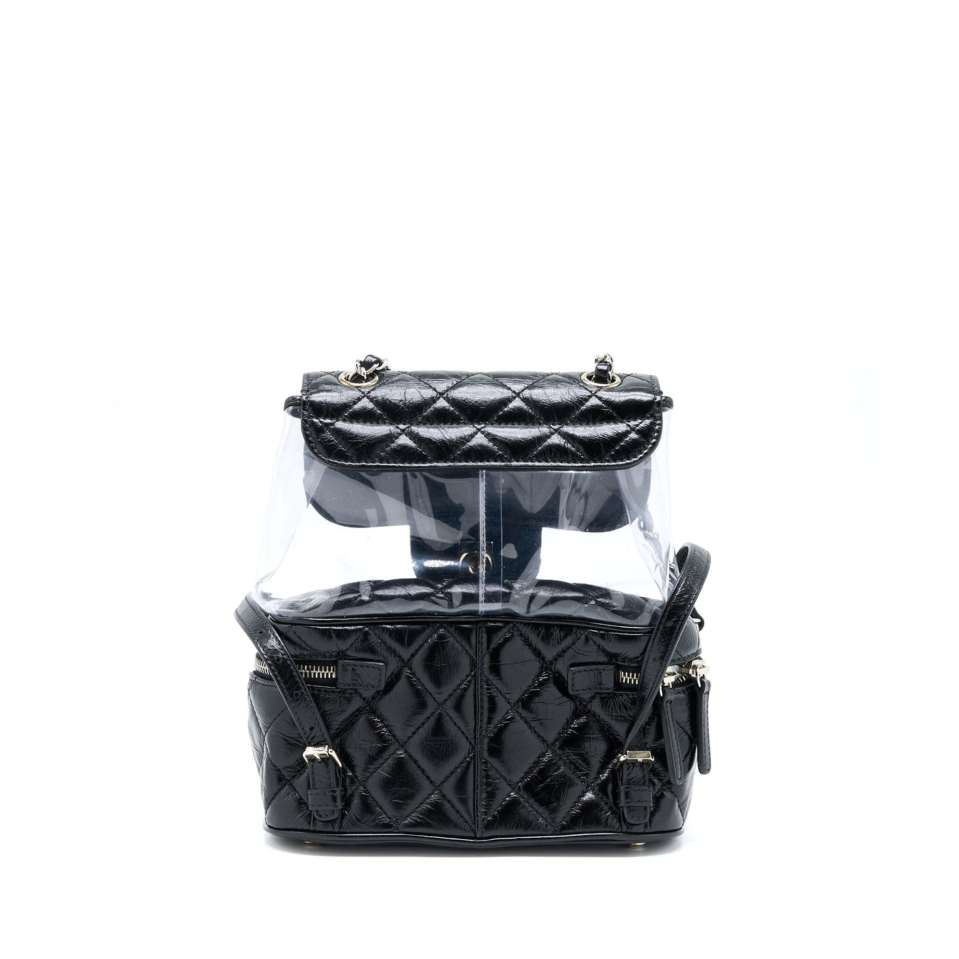 CHANEL PVC AQUARIUM BACKPACK BLACK PVC/AGED CALFSKIN SHW