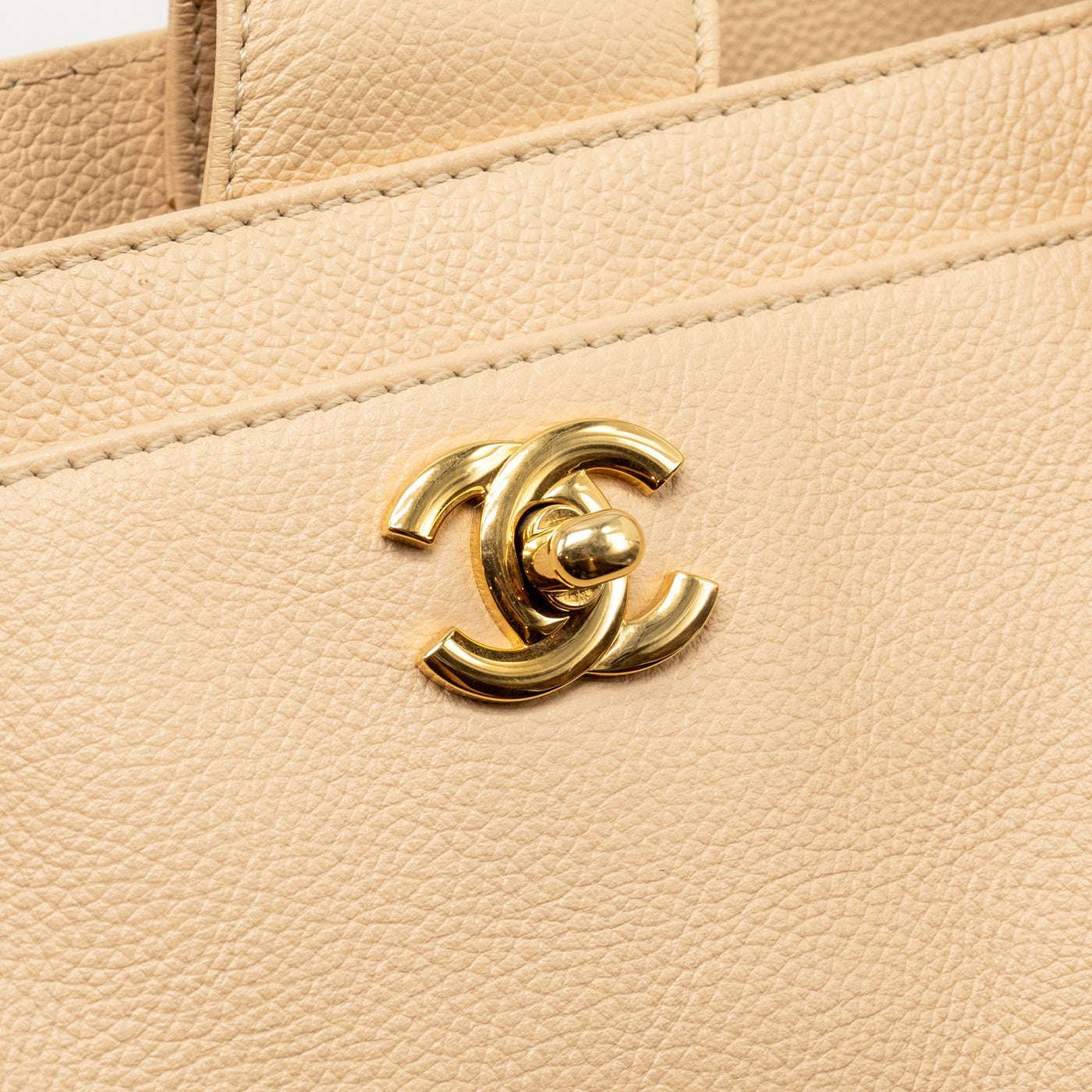 CHANEL CERF TOTE BAG CAVIAR BEIGE GHW