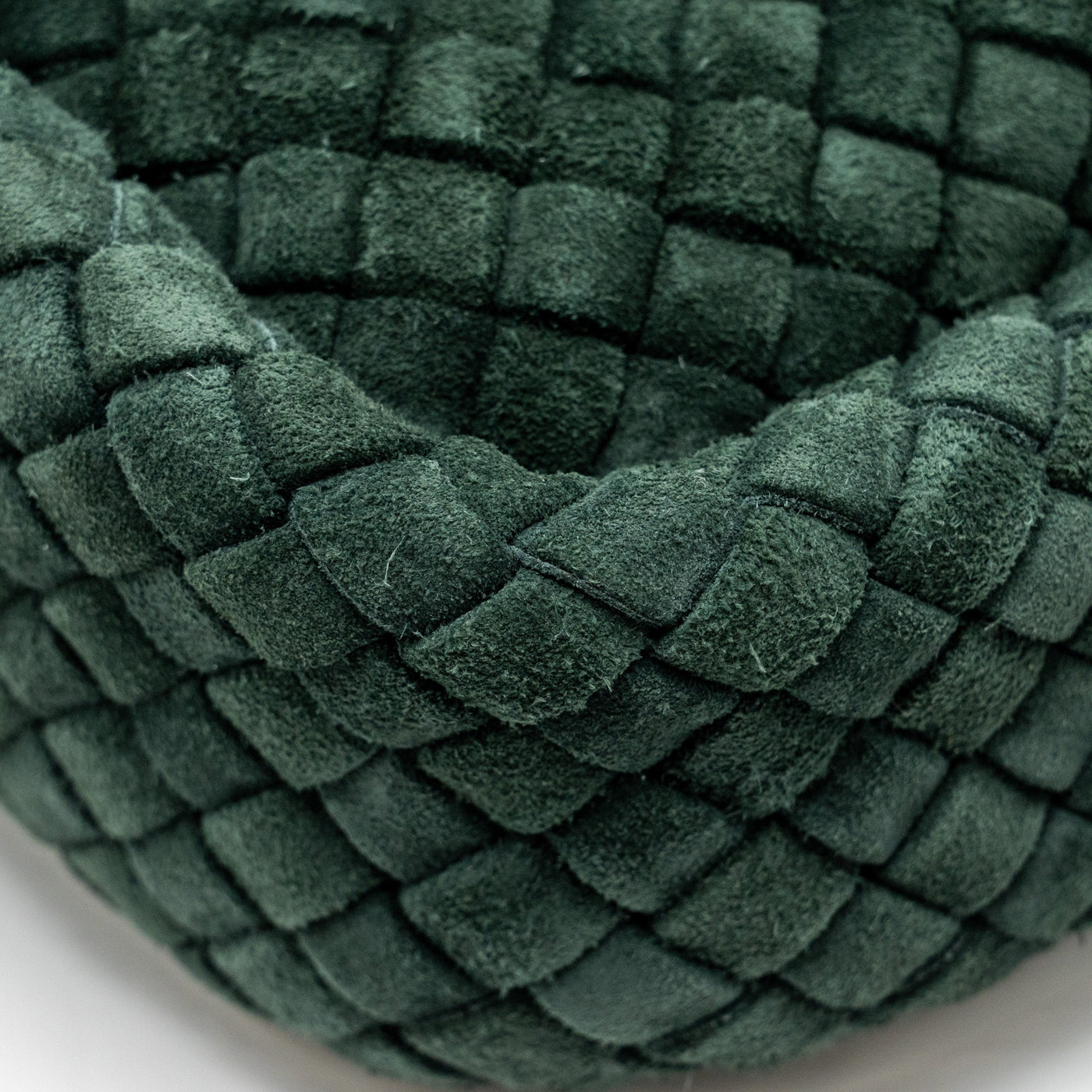 BOTTEGA VENETA COBBLE MESSENGER BAG INTRECCIATO-WOVEN PADDED SUEDE DARK GREEN GHW