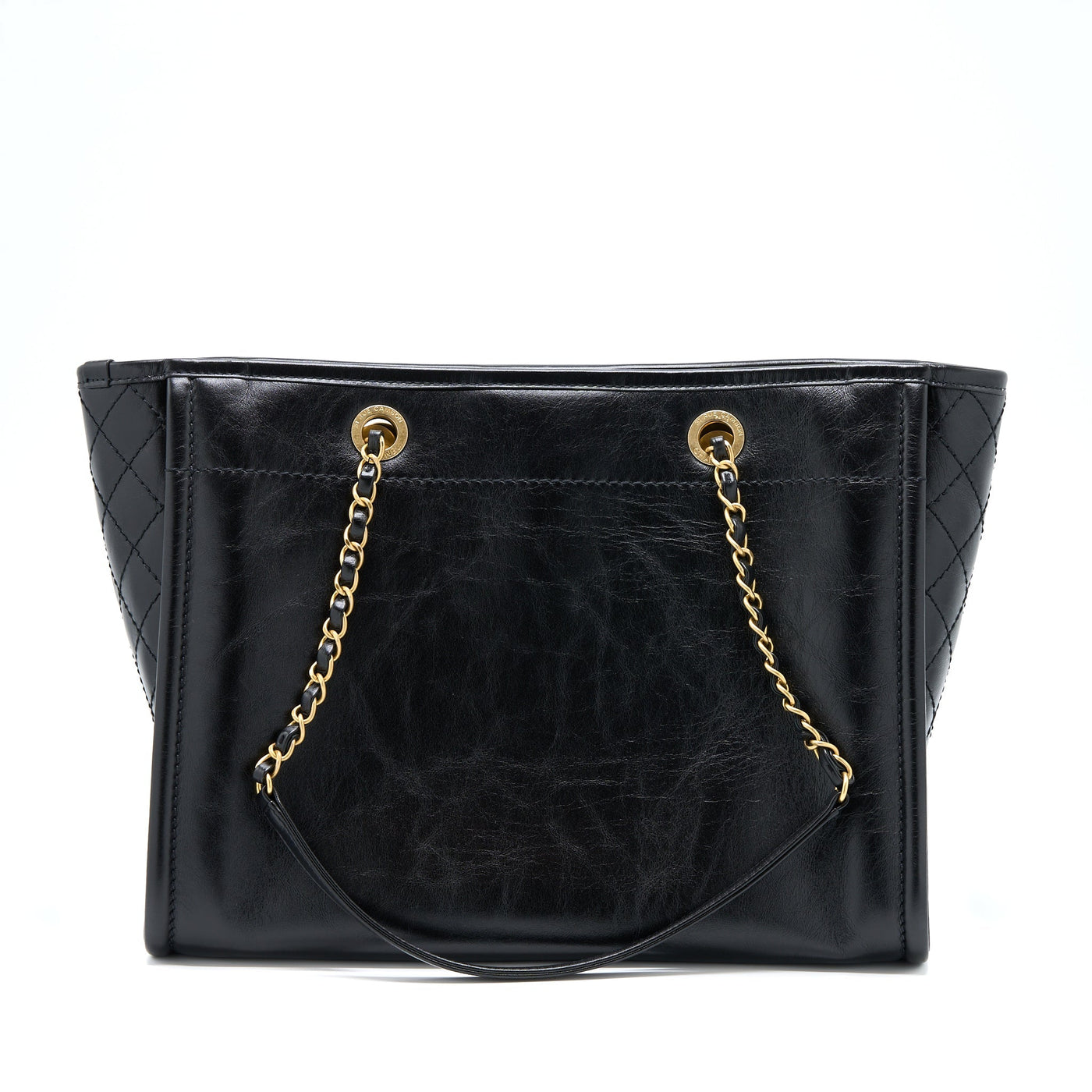 CHANEL DEAUVILLE TOTE BAG CALFSKIN BLACK WITH DETAIL LOGO GHW