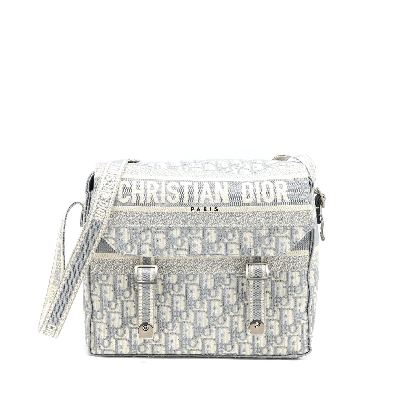 DIOR DIORCAMP MESSENGER BAG OBLIQUE EMBROIDERY LIGHT GREY SHW