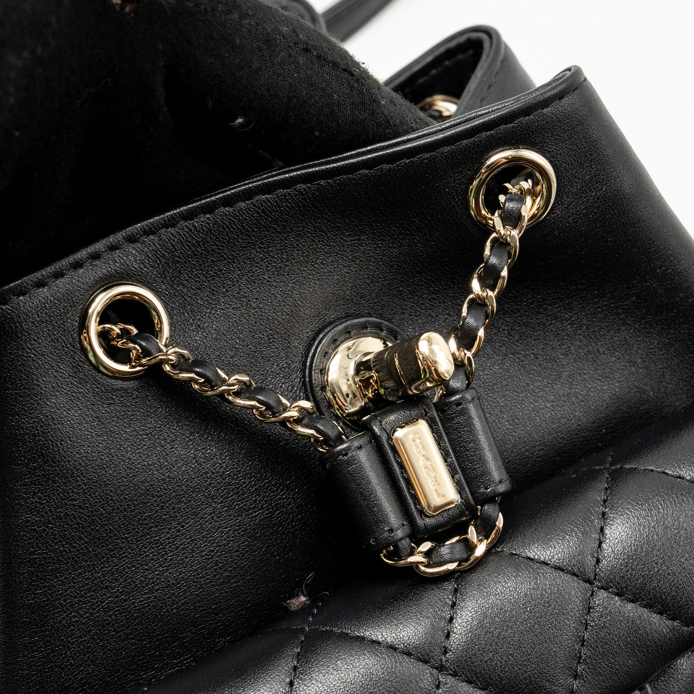 CHANEL 24P MINI DUMA BACKPACK CALFSKIN BLACK LGHW (MICROCHIP)