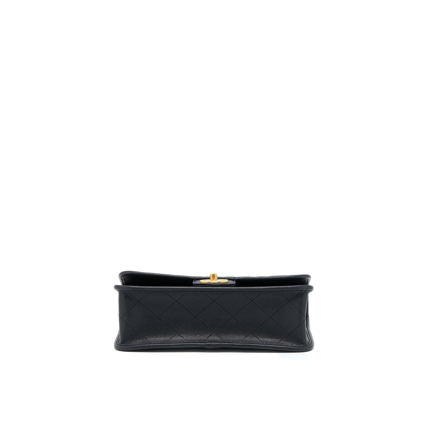 CHANEL 22K TOP HANDLE MESSENGER BAG CAVIAR BLACK BRUSHED GHW (MICROCHIP)