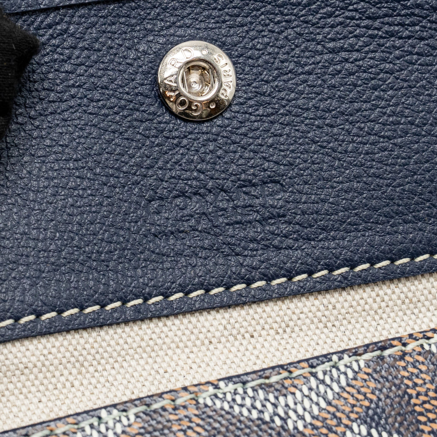 GOYARD SAINT LOUIS PM TOTE GOYARDINE CANVAS/CALFSKIN NAVY BLUE SHW
