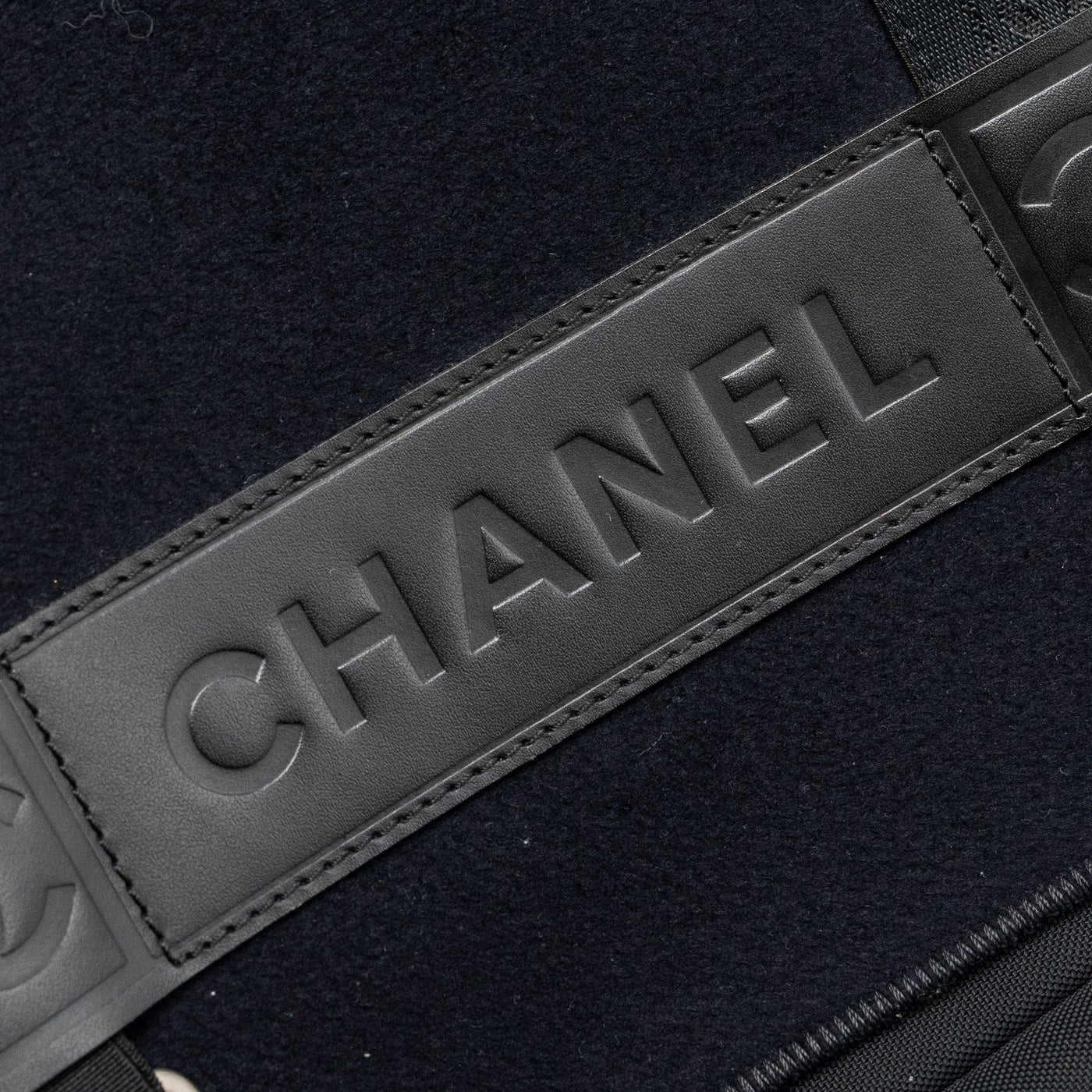 CHANEL VINTAGE MESSENGER SHOULDER BAG FELT/CANVAS BLACK SHW