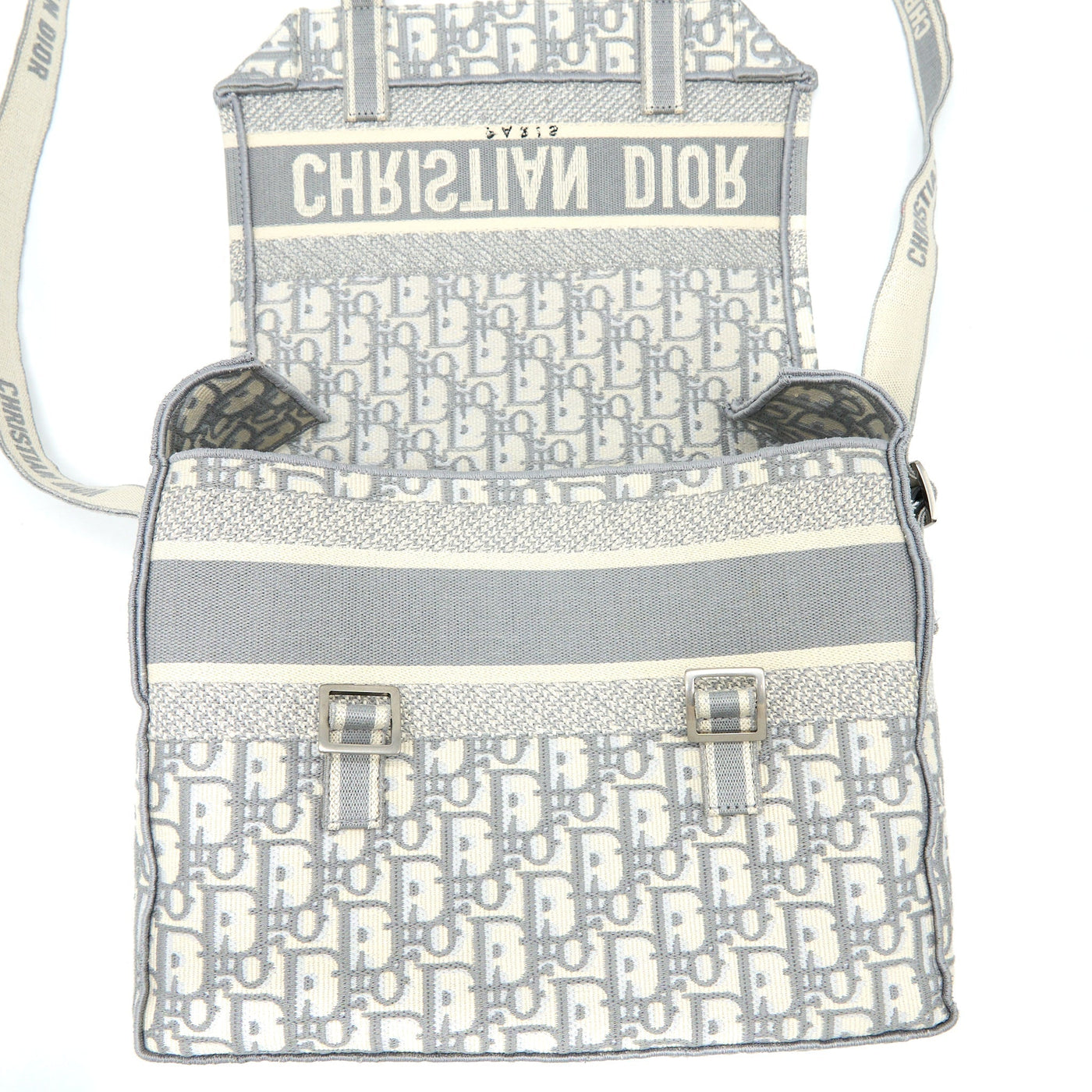 DIOR DIORCAMP MESSENGER BAG OBLIQUE EMBROIDERY LIGHT GREY SHW