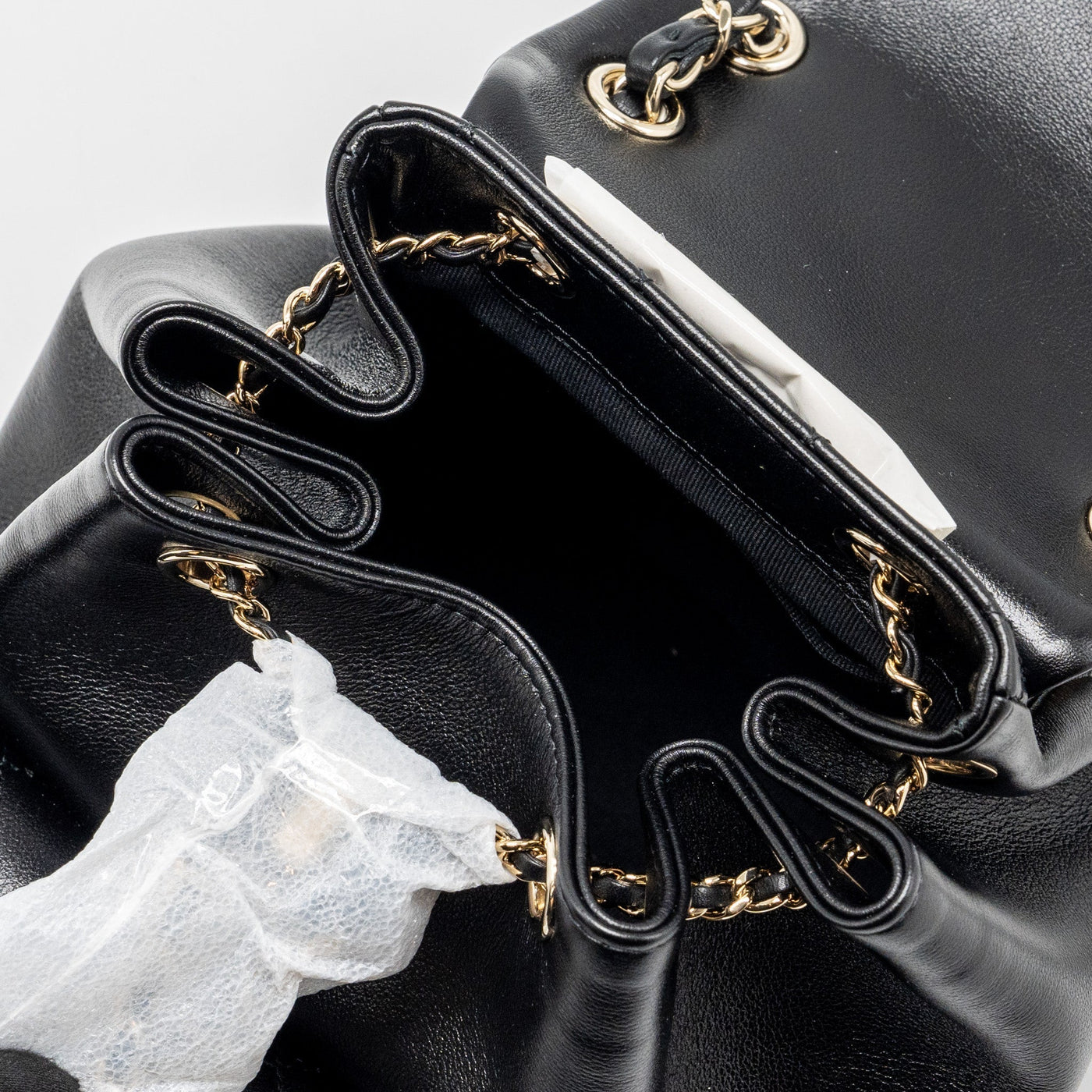 CHANEL 24P MINI DUMA BACKPACK CALFSKIN BLACK LGHW (MICROCHIP)