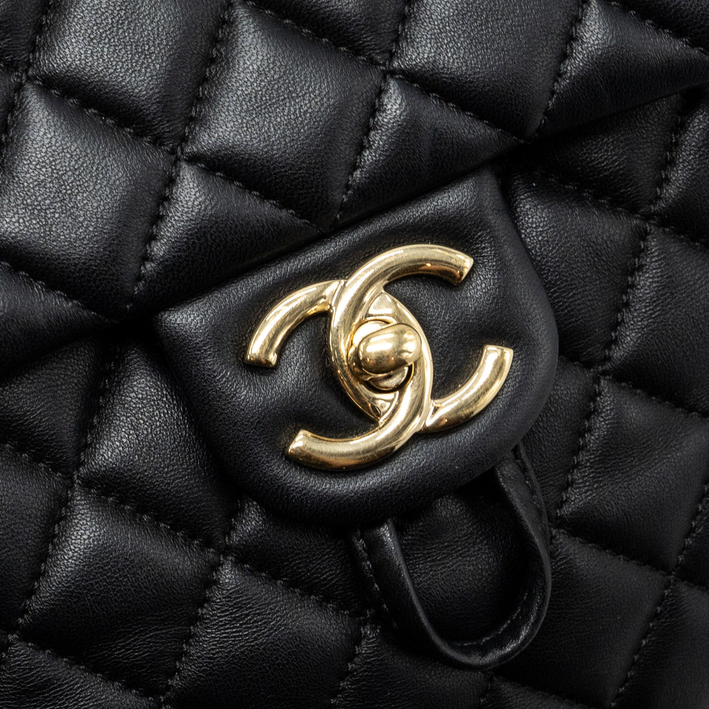 CHANEL QUILTED FLAP BACKPACK LAMBSKIN BLACK GHW