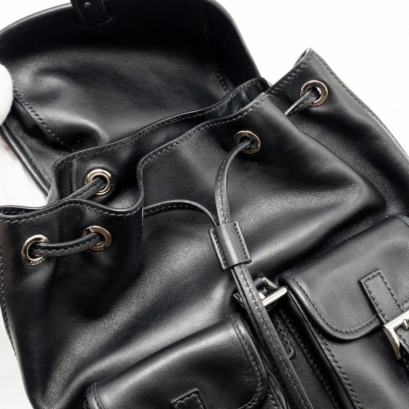 PRADA ZAINETTO BACKPACK LEATHER BLACK SHW