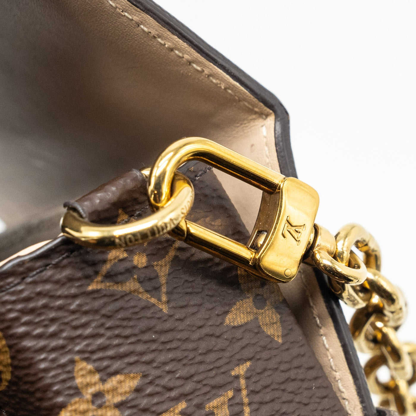 LOUIS VUITTON VERTICAL TRUNK POCHETTE WITH CHAIN MONOGRAM REVERSE CANVAS GHW