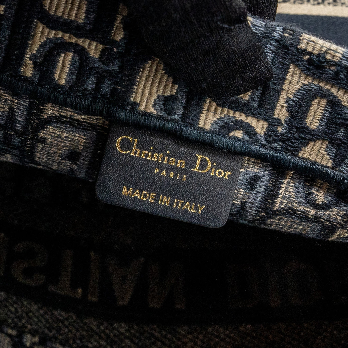 DIOR LARGE BOOK TOTE ECRU AND BLUE DIOR OBLIQUE EMBROIDERY