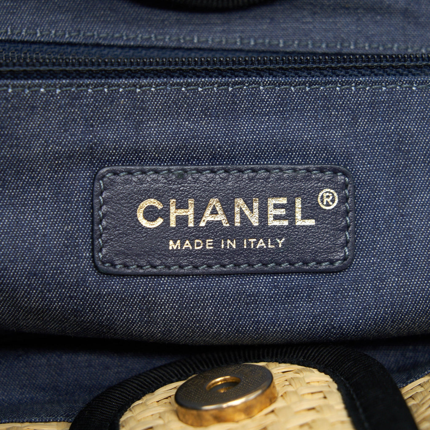 CHANEL GOLD RAFFIA DEAUVILLE TOTE BAG GHW