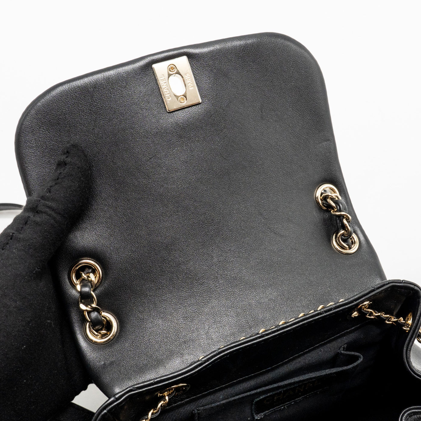 CHANEL LARGE DUMA BACKPACK CALFSKIN BLACK LGHW (MICROCHIP)