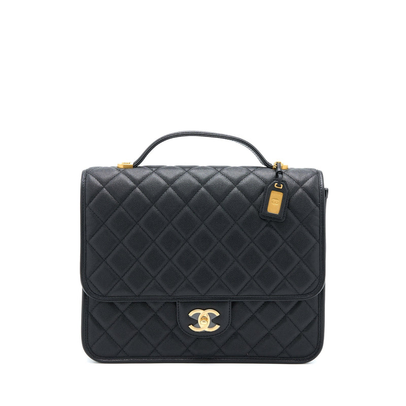 CHANEL 22K LARGE BACKPACK CAVIAR BLACK BRUSHED GHW (MICROCHIP)