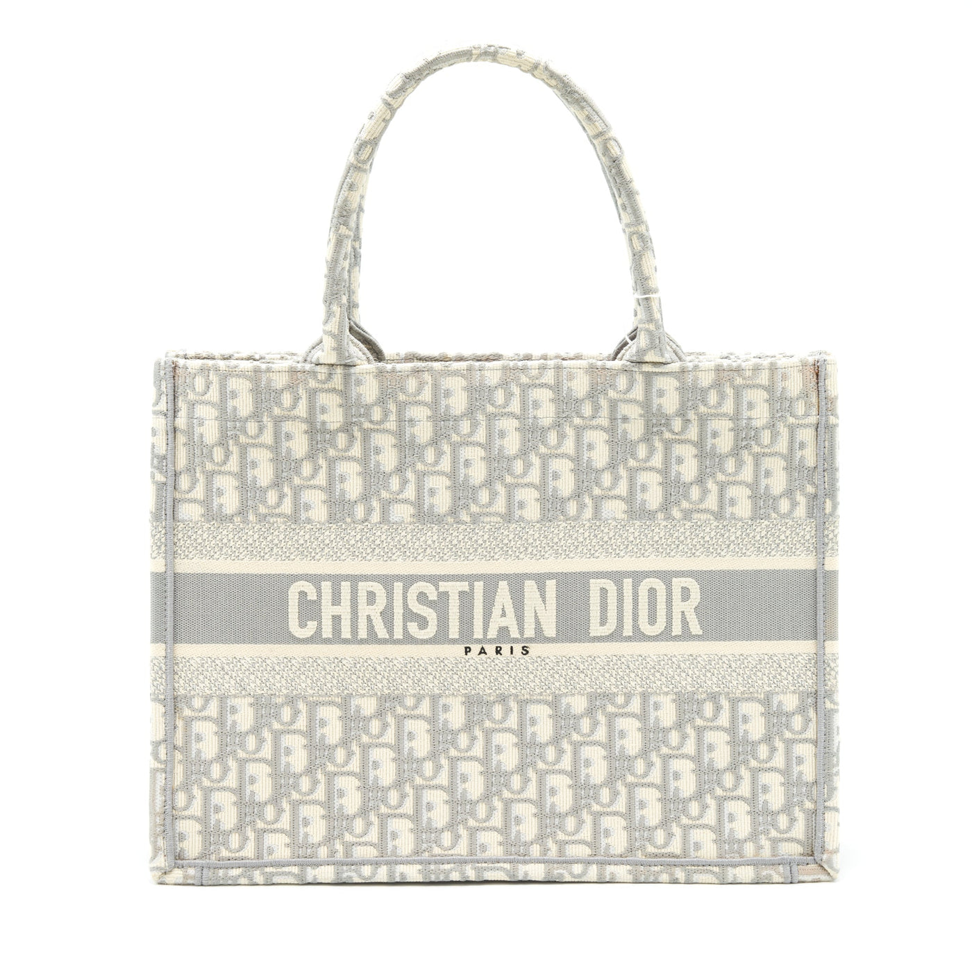 DIOR MEDIUM BOOK TOTE GREY OBLIQUE EMBROIDERY