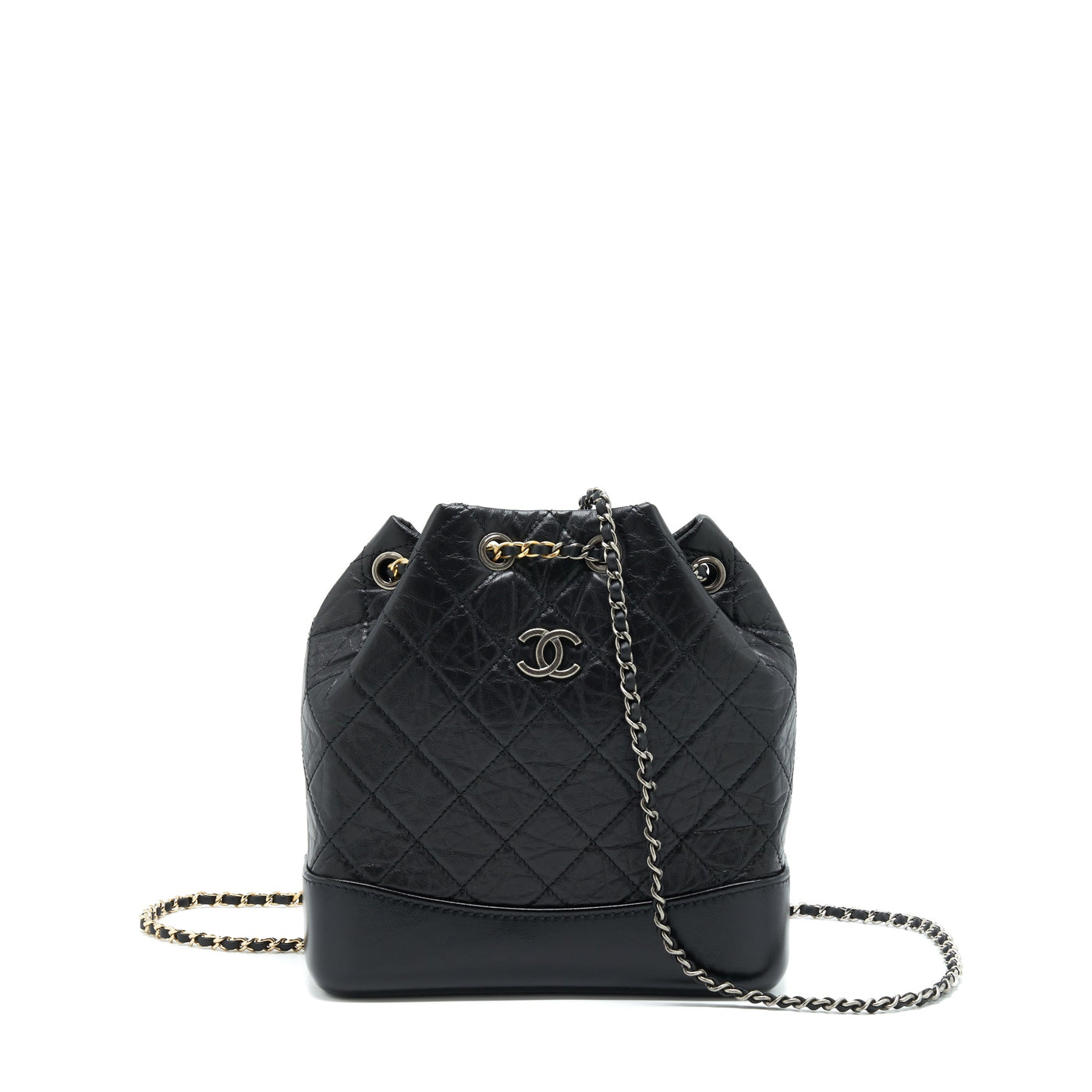 CHANEL SMALL GABRIELLE BACKPACK CALFSKIN BLACK WITH MULTICOLOUR HARDWARE (MICROCHIP)