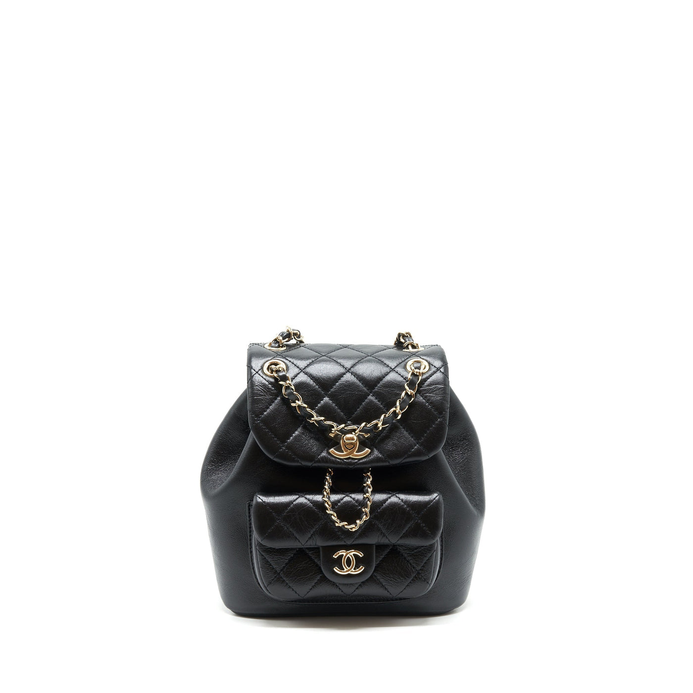 CHANEL 22C MINI DUMA BACKPACK CALFSKIN BLACK LGHW(MICROCHIP)