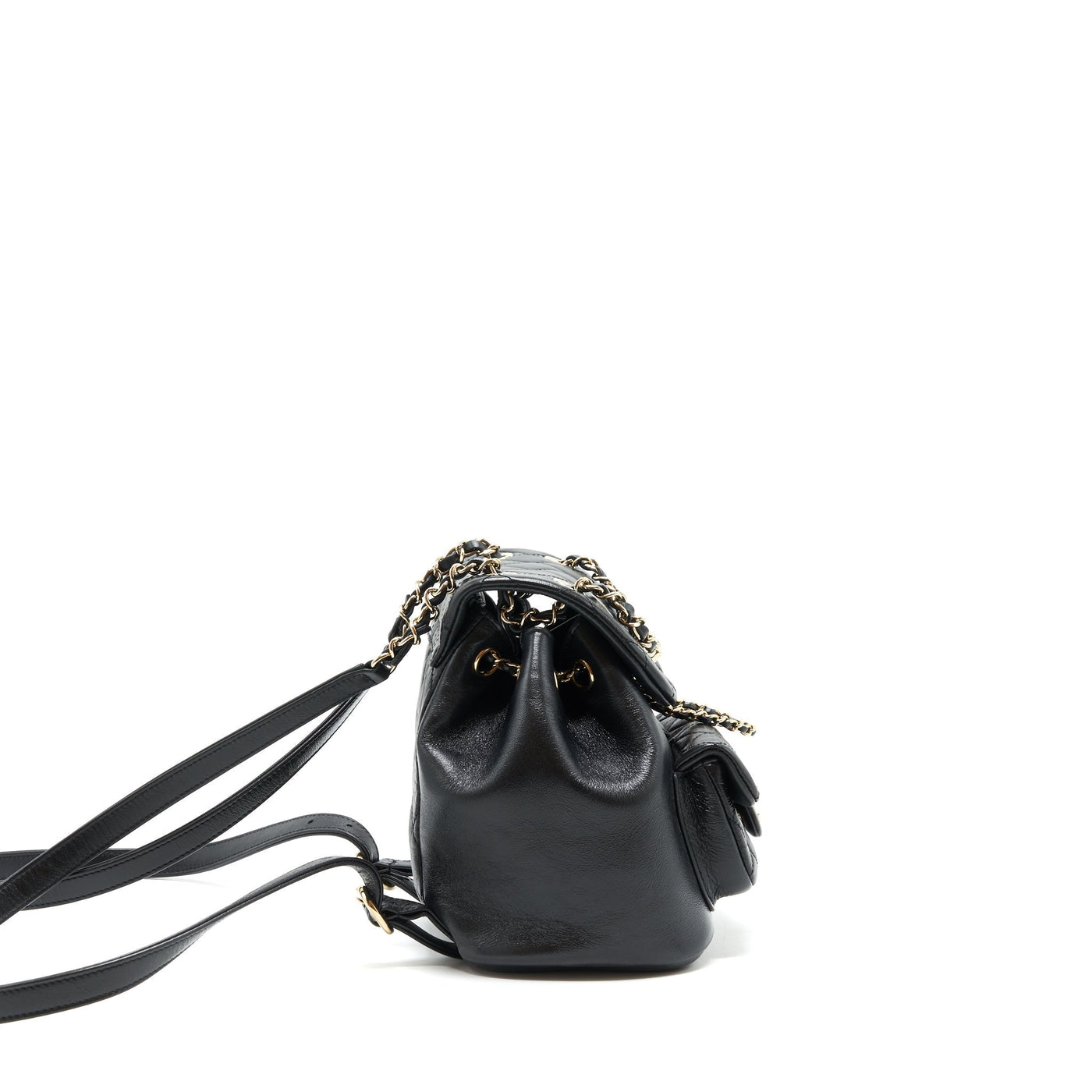CHANEL 22C MINI DUMA BACKPACK CALFSKIN BLACK LGHW(MICROCHIP)