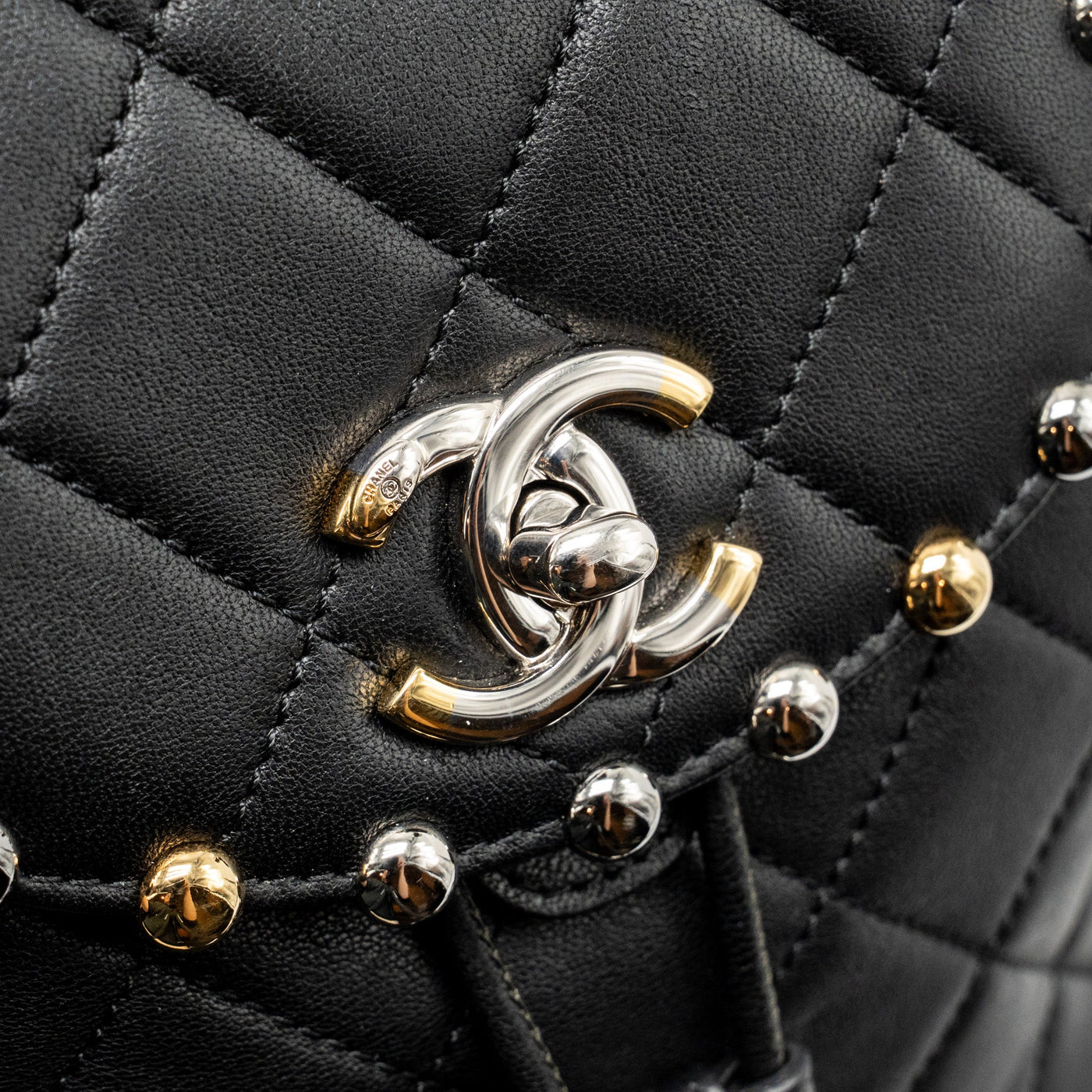 CHANEL QUILTED METALLIC BUBBLE BACKPACK LAMBSKIN BLACK MULTICOLOUR HARDWARE
