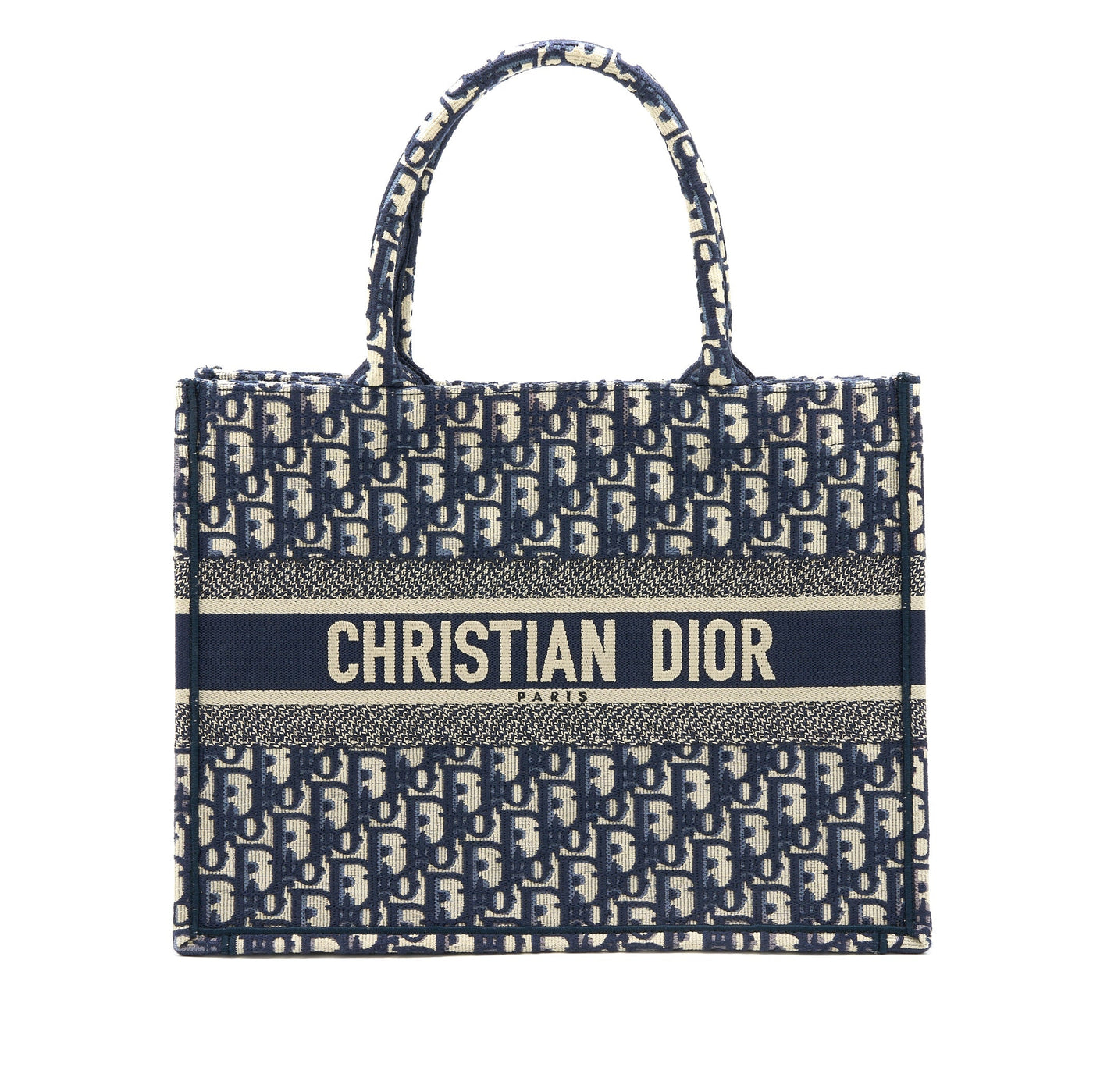 DIOR MEDIUM BOOK TOTE BLUE OBLIQUE EMBROIDERY