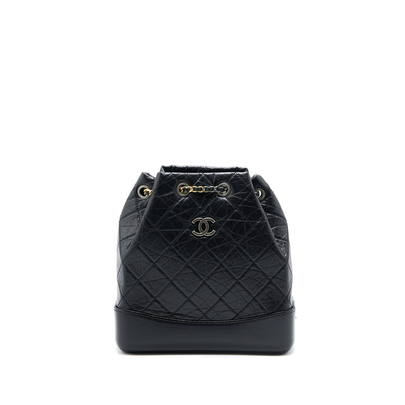 CHANEL SMALL GABRIELLE BACKPACK AGED CALFSKIN BLACK MULTICOLOUR HARDWARE (MICROCHIP)