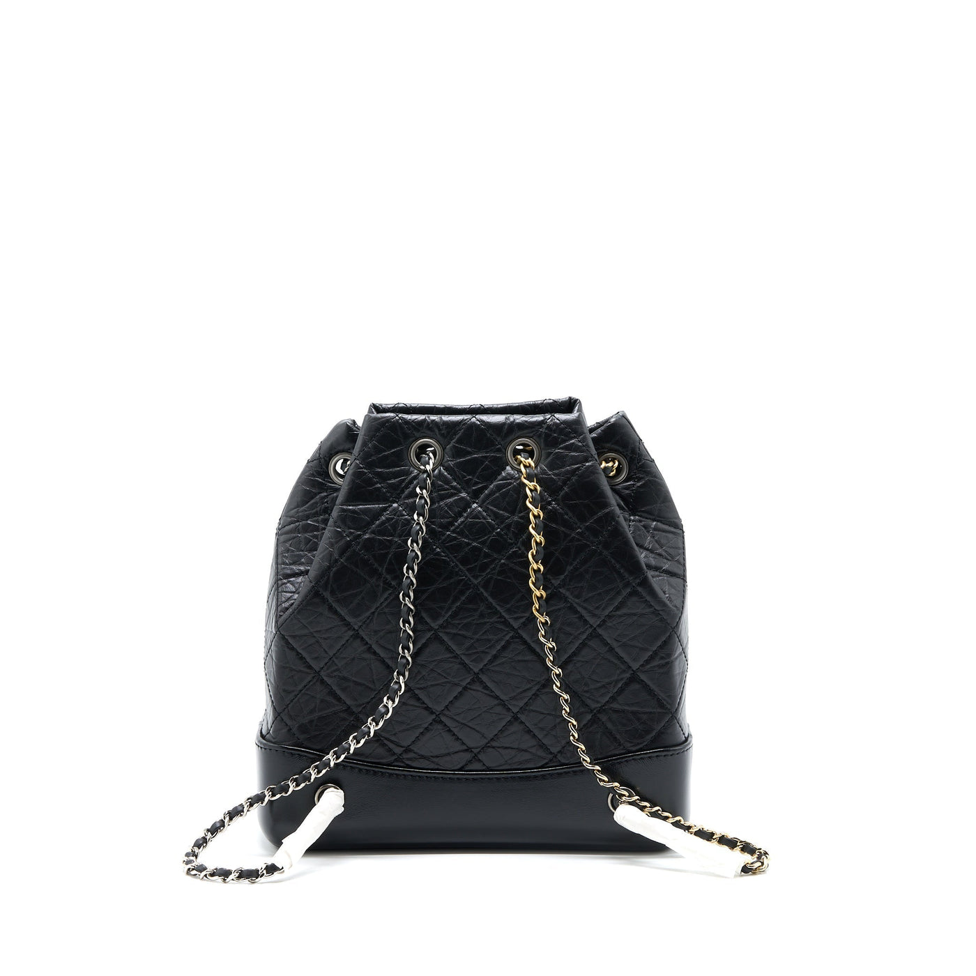 CHANEL SMALL GABRIELLE BACKPACK AGED CALFSKIN BLACK MULTICOLOUR HARDWARE (MICROCHIP)