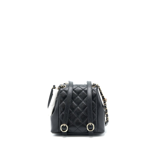 CHANEL 23P MINI TRIPLE PACK BACKPACK CAVIAR BLACK LGHW (MICROCHIP)