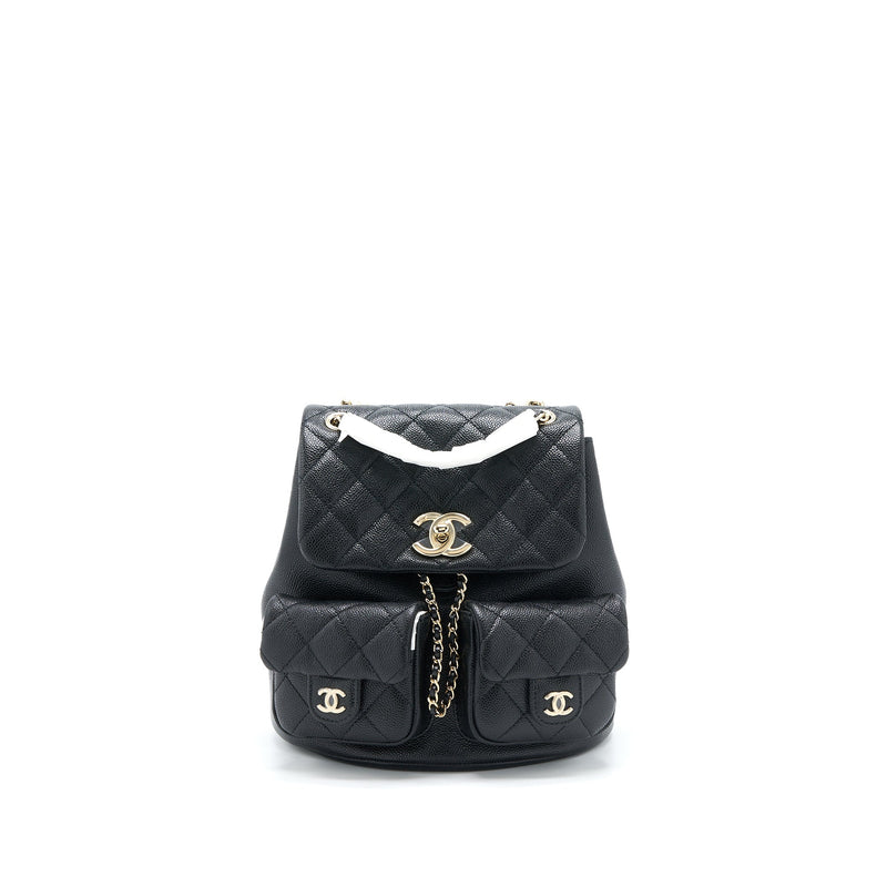 CHANEL 23P TRIPLE PACK BACKPACK CAVIAR BLACK LGHW (MICROCHIP)