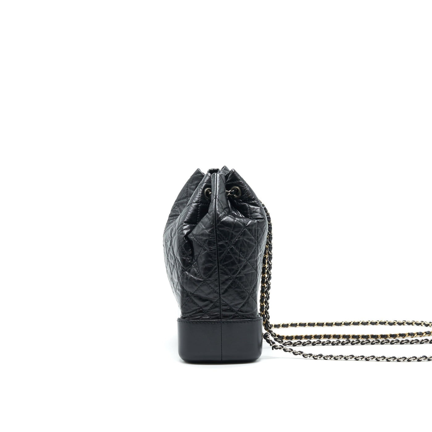 CHANEL GABRIELLE BACKPACK AGED CALFSKIN/ SMOOTH CALFSKIN BLACK RUTHENIUM HARDWARE