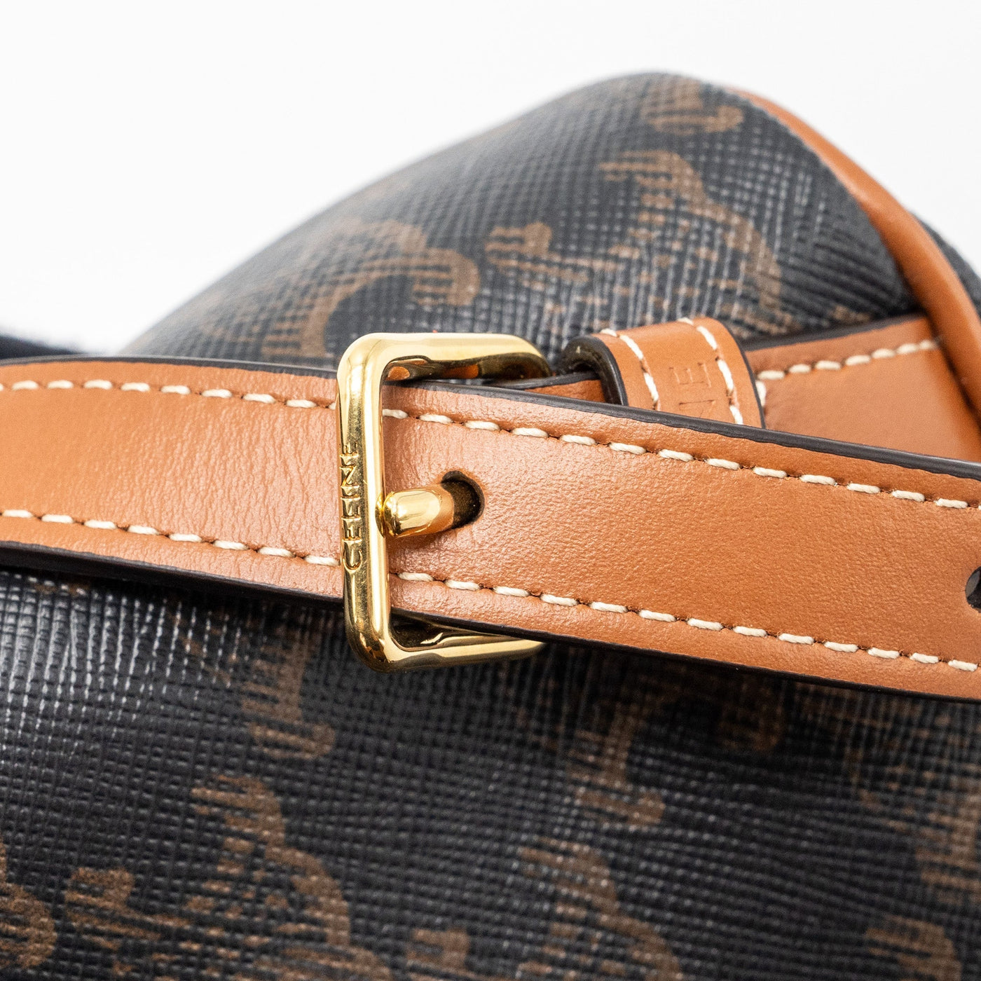 CELINE MINI BACKPACK FOLCO TRIOMPHE CANVAS CALFSKIN TAN GHW