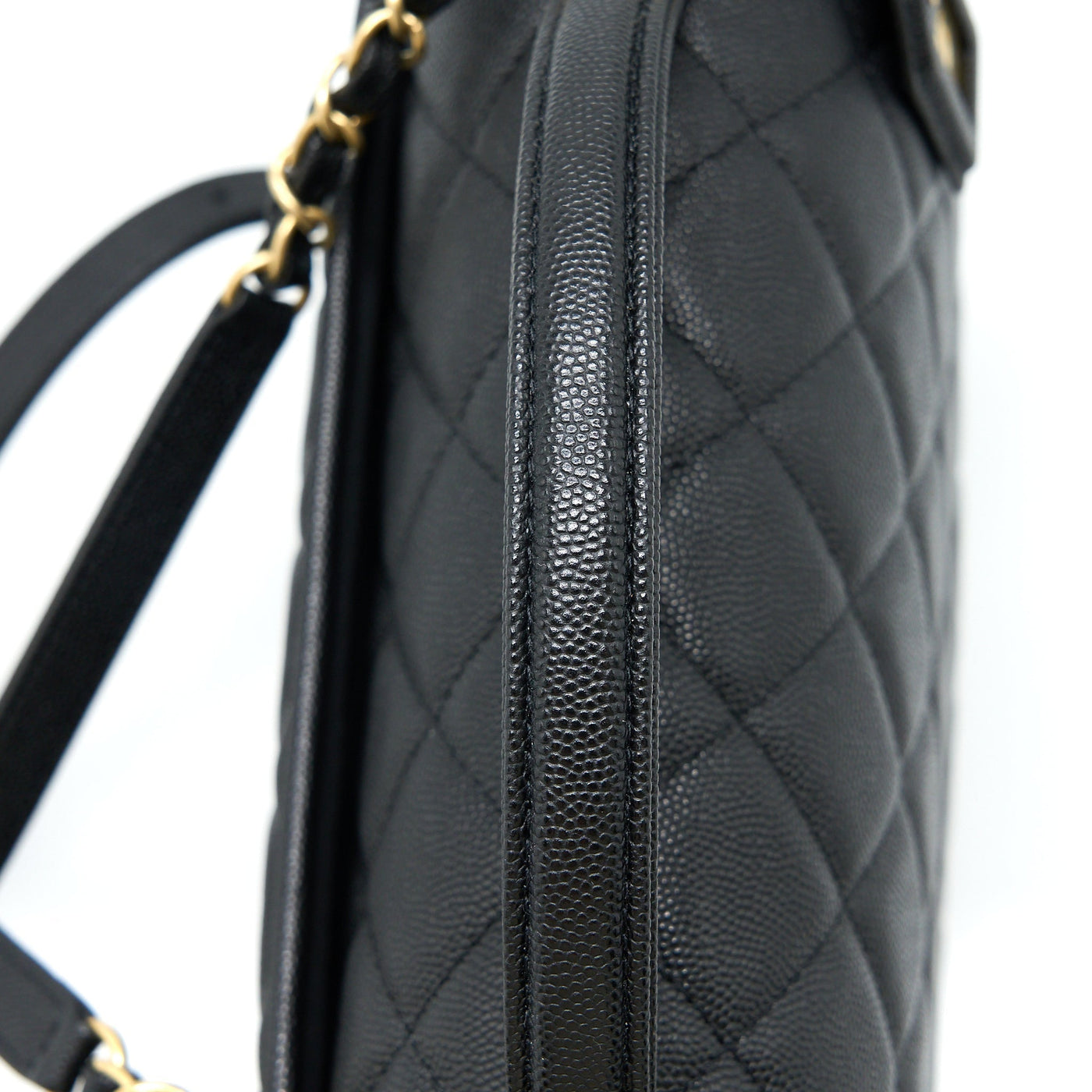 CHANEL 22K LARGE BACKPACK CAVIAR BLACK BRUSHED GHW (MICROCHIP)