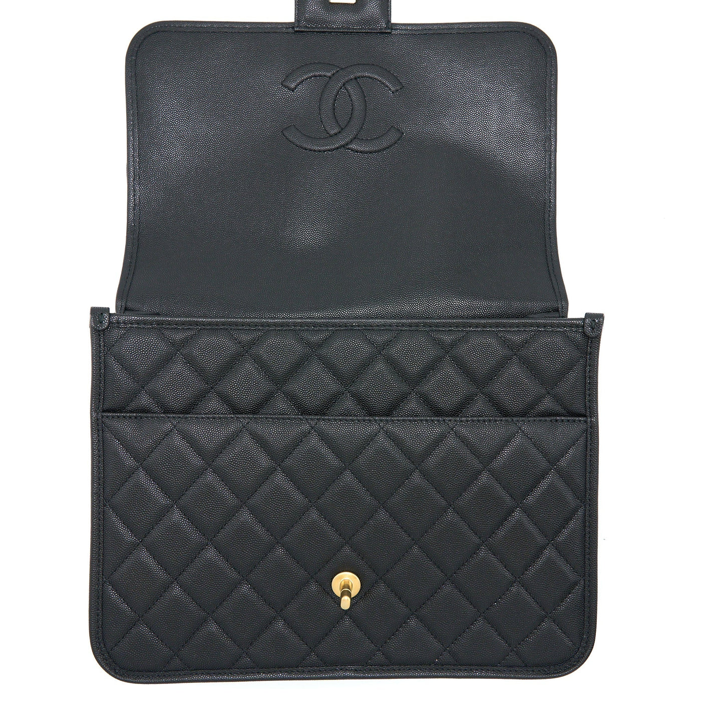 CHANEL 22K LARGE BACKPACK CAVIAR BLACK BRUSHED GHW (MICROCHIP)