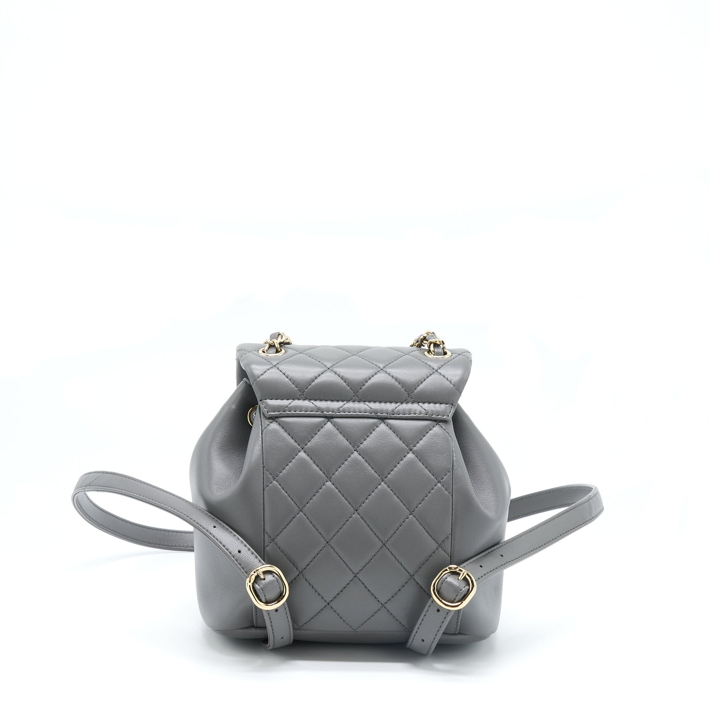 CHANEL 22A DUMA BACKPACK LAMBSKIN DARK GREY LGHW (MICROCHIP)