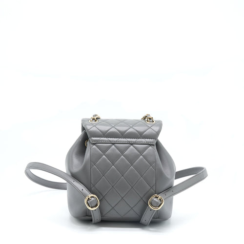 CHANEL 22A DUMA BACKPACK LAMBSKIN DARK GREY LGHW (MICROCHIP)