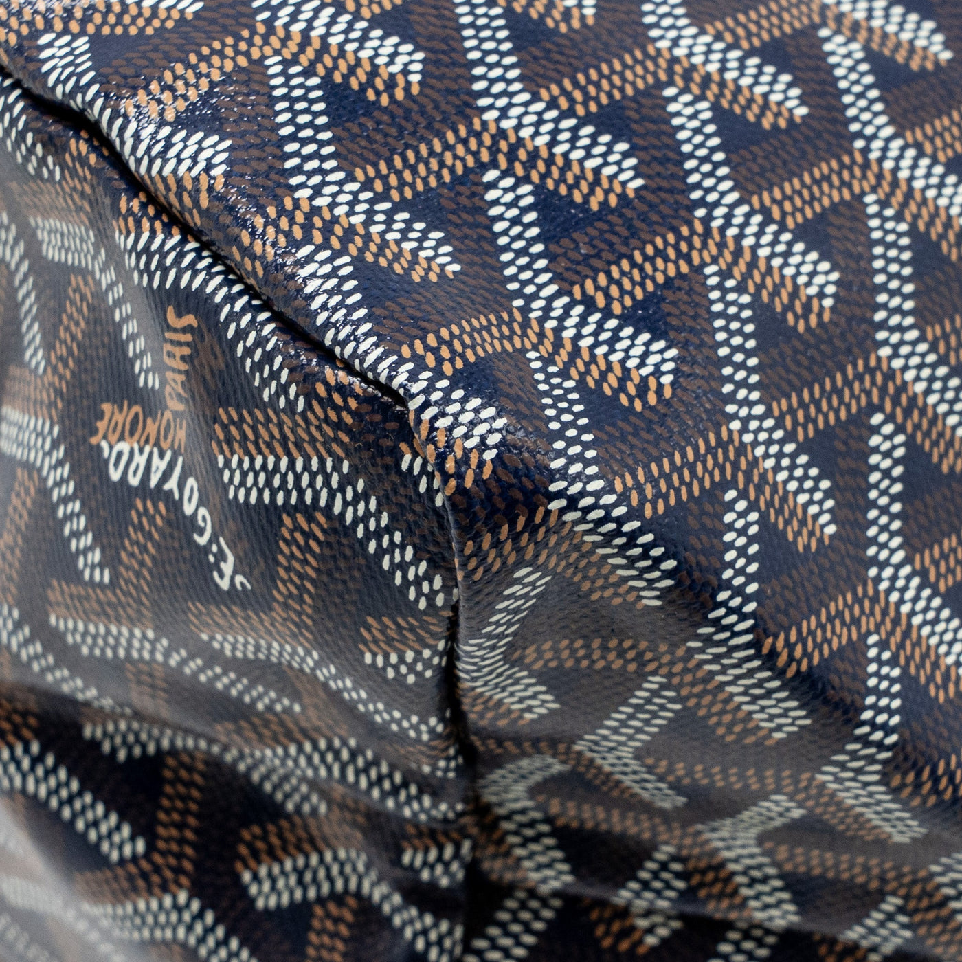 GOYARD SAINT LOUIS PM TOTE GOYARDINE CANVAS/CALFSKIN NAVY BLUE SHW